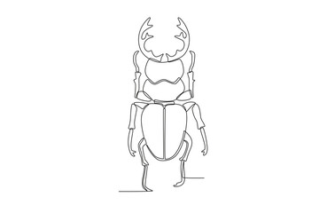Fototapeta na wymiar A single continuous line drawing of an beetle for the farm's logo identity. Single line drawing graphic design vector illustration 