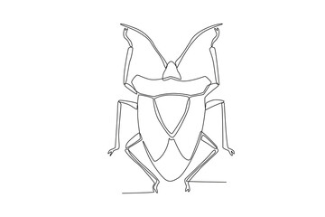 A single continuous line drawing of an big beetle for the farm's logo identity.  Single line drawing graphic design vector illustration
