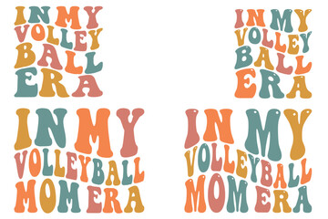 In my volleyball era, in my volleyball mom era retro wavy SVG bundle T-shirt designs