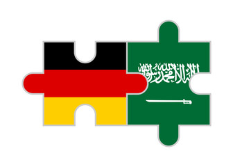puzzle pieces of germany and saudi arabia flags. vector illustration isolated on white background