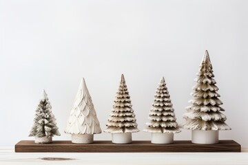 Chrsitmas Tree Wooden Decoration Table Bench Rustic Cottagecore Minimalist Background Neutral White Social Media Web Design Post