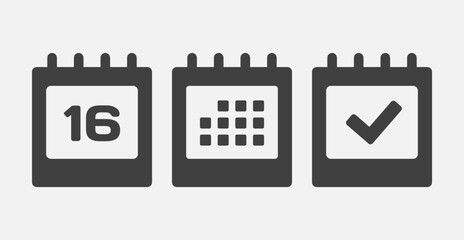 Vector icon page calendar - 16 day, agenda, done