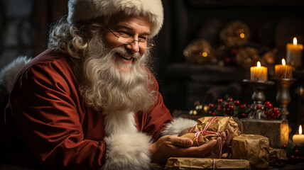 Obraz premium Christmas, Santa Claus is preparing to bring gifts into our homes. it will come?
