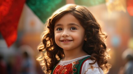 Portrait of children Mexican in Independence Celebration Day, Revolucion mexicana.