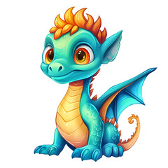Fototapeta premium Cute Baby Dragon Clipart Illustration