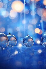 special holiday design for the new year from Christmas blue balls on a light blue background