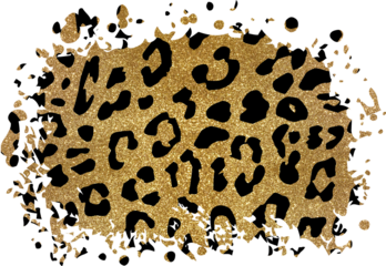 Gold Leopard Print Distressed Background.