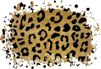 Zelfklevend Fotobehang Gold Leopard Print Distressed Background. © Sergio Lucci