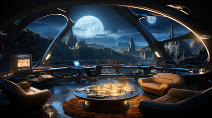 Fototapeta premium Futuristic House interior desing