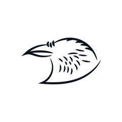 Raven bird head or eagle line art hand drawn logo icon vector illustration