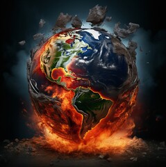 overheating planet earth global warming  - obrazy, fototapety, plakaty