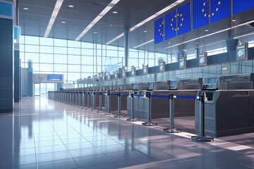 Generative AI - Custom and passport control at the airport at the border of the European Union