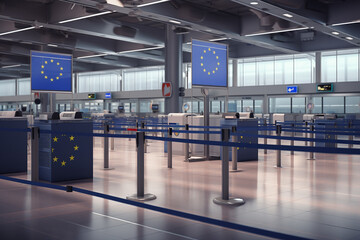 Generative AI - Custom and passport control at the airport at the border of the European Union