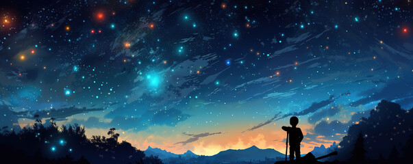 Obraz na płótnie Canvas Exploring the Cosmic Universe: Children's Stars Adventures