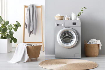 Cleaning housework housekeeping household machine domestic laundry modern basket home