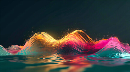 Naklejka premium Artistic Projection: Colorful Wave Over Water