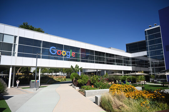 Mountain View, CA, USA - July 28, 2023: The Googleplex  headquarters complex of Google and its parent company, Alphabet Inc, located at 1600 Amphitheatre Parkway in Mountain View, California.