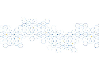 Abstract hexagonal molecular structures in technology background and science style. Medical design. Vector illustration