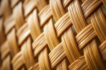 Exquisite Craftsmanship Revealed: A Close-Up Exploration of Intricate Patterns in Organic Rattan Cane Texture