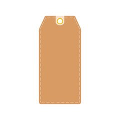 Blank brown price tag label icon isolated on transparent and white background. Closeup label mockup element for design decoration. Sale shopping concept. Vector flat illustration. Kraft paper tag.