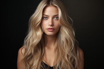 Fototapeta premium portrait of a young beautiful girl with clear skin and long blond hair