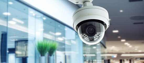 Closed circuit television or CCTV camera in buildings transmit video signals to specific locations for security surveillance