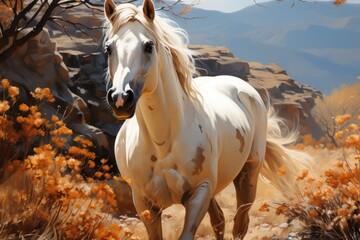 Obraz na płótnie Canvas portrait of a white horse
