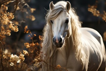 portrait of a  white horse