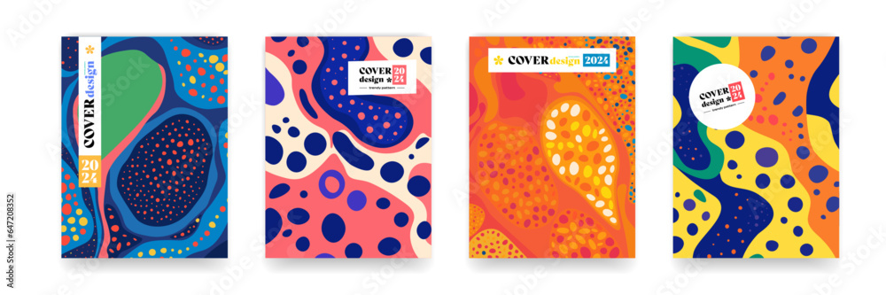Aufkleber abstract pattern background, colourful doodle shapes and colors in vector modern trendy design. cart
