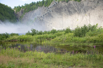 Beautiful view of Montmorency Waterfall in Canada