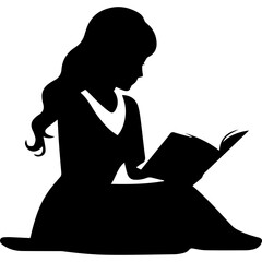 reading book girl silhouette