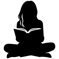 reading book girl silhouette
