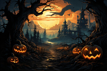 a Halloween vector background, Halloween night. generative ai