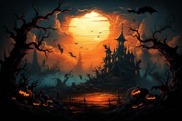 a Halloween vector background, Halloween night. generative ai