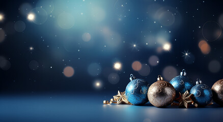 christmas background with balls and snowflakes - obrazy, fototapety, plakaty