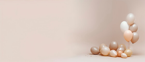 neutral background with offset bunch of balloons and copy space
