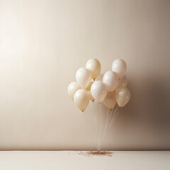 bunch of white balloons on neutral background