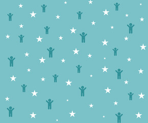seamless pattern with stars and boys, people