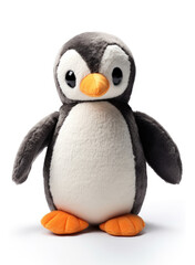 Fototapeta premium A cute stuffed animal toy isolated on a white background - Penguin
