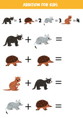 Fototapeta premium Addition for kids with different cute Australian animals.