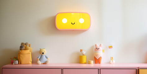 A rectangular cute children's wall lamp with a large hd wallpaper 