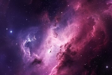 Stunning pink and purple cosmic nebula filled with shining stars. Generative AI