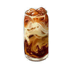 ice black coffee isolated object with white background drink illustration. Illustration for menu, recipe, invitation cards, greeting cards, postcards, design elements, poster, etc.