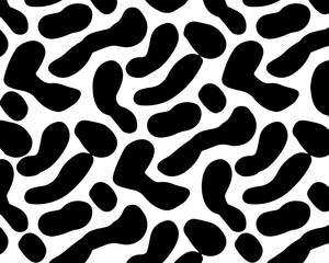 Cow Animal Print Seamless. abstract background with black and white chubby dots