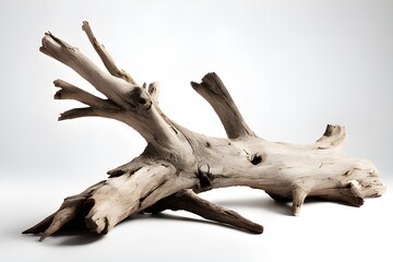 Fototapeta premium Driftwood isolated on white background, aged wood