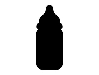 Baby feeding bottle silhouette vector art