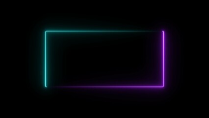 abstract glowing neon rectangle frame illustration background 4k