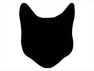 Cat head silhouette vector art white background