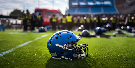 a blue nfl helmet on the field ambulance in ground  hd wallpaper