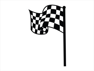 Checkered flag silhouette vector art white background